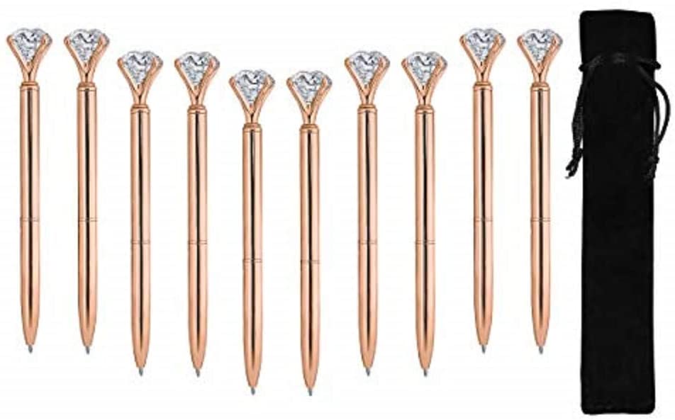 Diamond Ballpoint Pen - 10-Pack Rose Gold