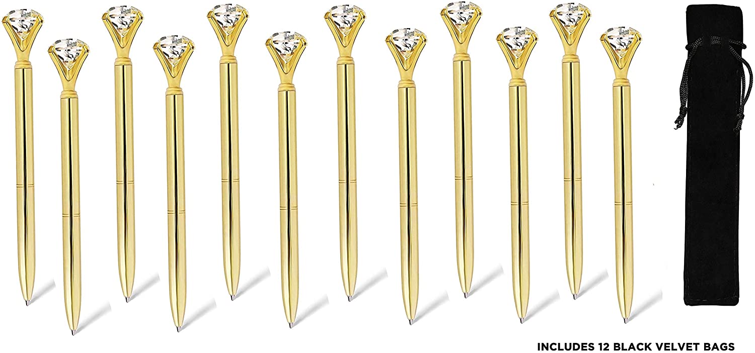 Diamond Ballpoint Pen - 12-Pack Gold