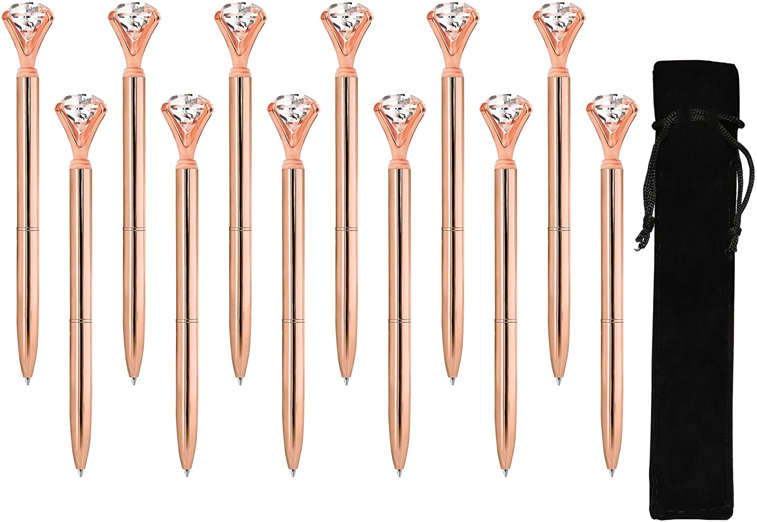 Diamond Ballpoint Pen - 12-Pack Rose Gold