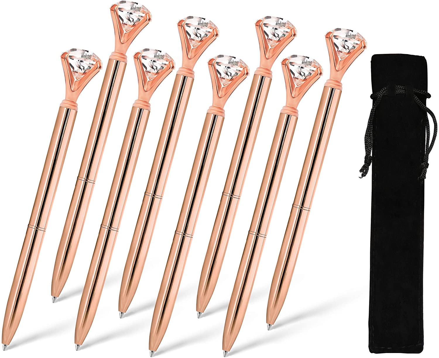 Diamond Ballpoint Pen - 8-Pack Rose Gold