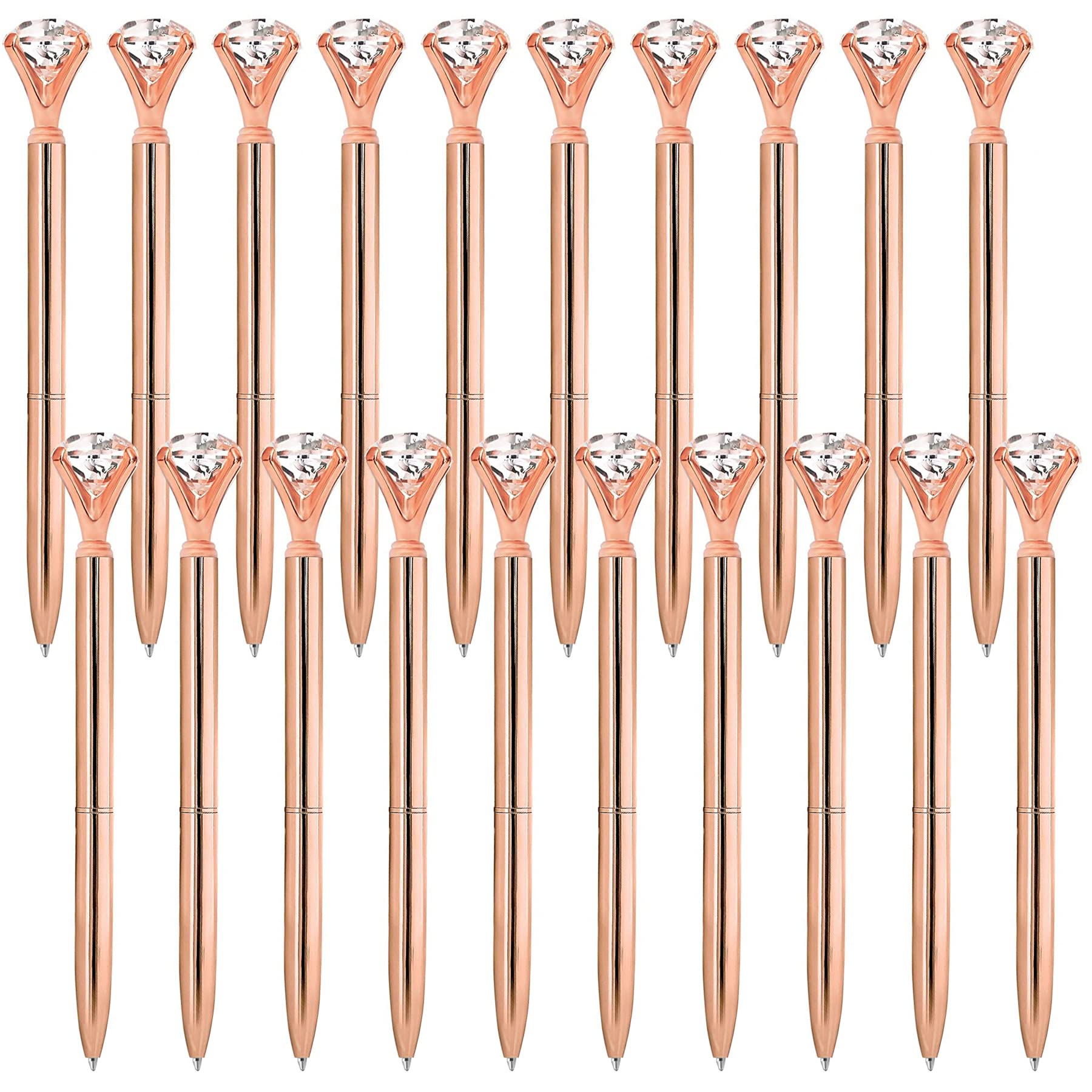 ETCBUYS Multi-Color Diamond Ballpoint Pen for Stylish Fancy Office Supplies- 20-Pack-Rose-Gold-Pens