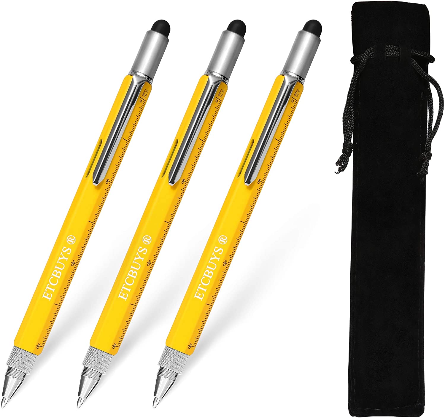 ETCBUYS Screwdriver Pen Pocket Multi Tool 6 in 1 - Yellow 3 Pack